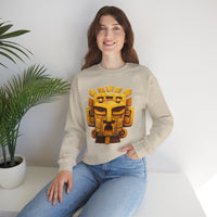 Golden Warrior Mask Andean Glyph Style Unisex Sweatshirt