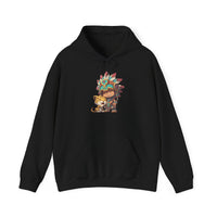 Chibi Aztec Warrior and Jaguar Cub Cartoon Unisex Hoodie