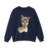Cute Alpaca With Glasses Watercolor Illustration Unisex Sweatshirt
