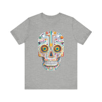 Neon Circuit Aztec Skull Cartoon Style Unisex T-Shirt