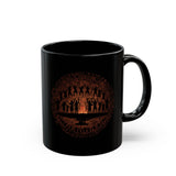 Tribal Ceremony Around Sacred Fire Glyph Style Black Mug