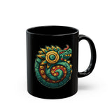 Colorful Quetzalcoatl Sun Serpent Glyph Style Black Mug