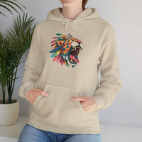 Comic Style Jaguar Mask with Rainbow Feathers Unisex Hoodie