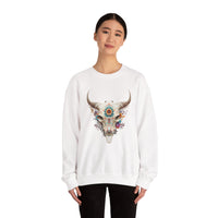 Sacred Floral Cow Skull Mandala Illustration Unisex Sweatshirt