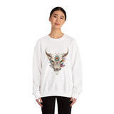 Sacred Floral Cow Skull Mandala Illustration Unisex Sweatshirt