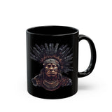 Tribal Feather Headdress Warrior Black Mug