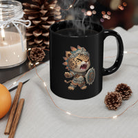 Fierce Chibi Jaguar Warrior Mayan Style Black Mug