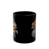 Chibi Mayan Jaguar Warrior Cartoon Style Black Mug