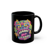 Graffiti Mayan Skull Cartoon Style Black Mug