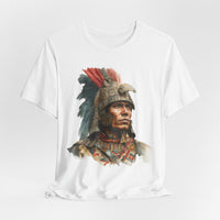 Inca Warrior Watercolor Art and Tribal Pattern Unisex T-Shirt