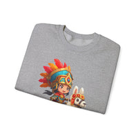 Colorful Chibi Inca Rider and Fluffy Llama Unisex Sweatshirt