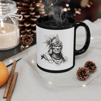 Inca Warrior Line Art Tribal Design Black Mug