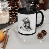 Inca Warrior Line Art Tribal Design Black Mug