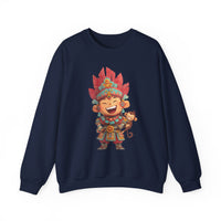 Chibi Maya Warrior and Sacred Monkey Unisex Sweatshirt