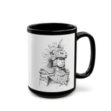 Young Jaguar Warrior Sketch Black Mug