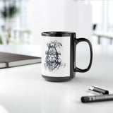 Fierce Inca Warrior Ink Illustration Black Mug