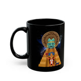 Celestial Aztec Ritual Illustration Black Mug