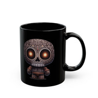 Tribal Glow Chibi Aztec Skull Black Mug