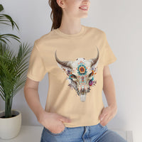 Sacred Floral Cow Skull Mandala Illustration Unisex T-Shirt